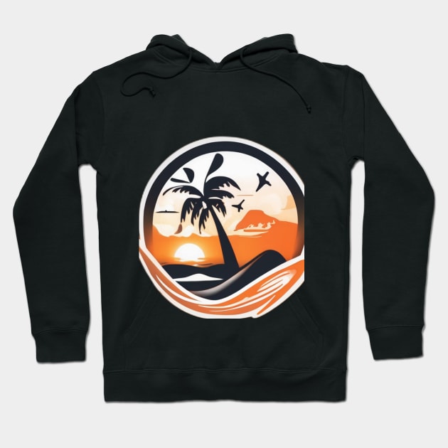 Tropical Sunset Paradise Circle Design No. 780 Hoodie by cornelliusy